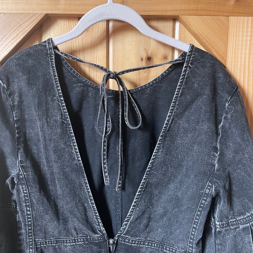 We The Free Reckless Life black denim dress with bell sleeves Free People Dress